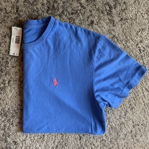 🦕 Polo Ralph Lauren Blue Pink Logo Tee Small